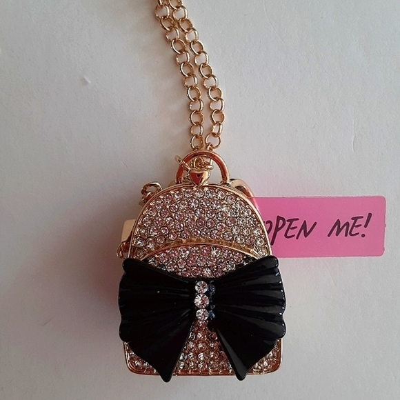 Betsey Johnson Back To Cool Backpack Locket Charm Necklace New - Picture 1 of 5